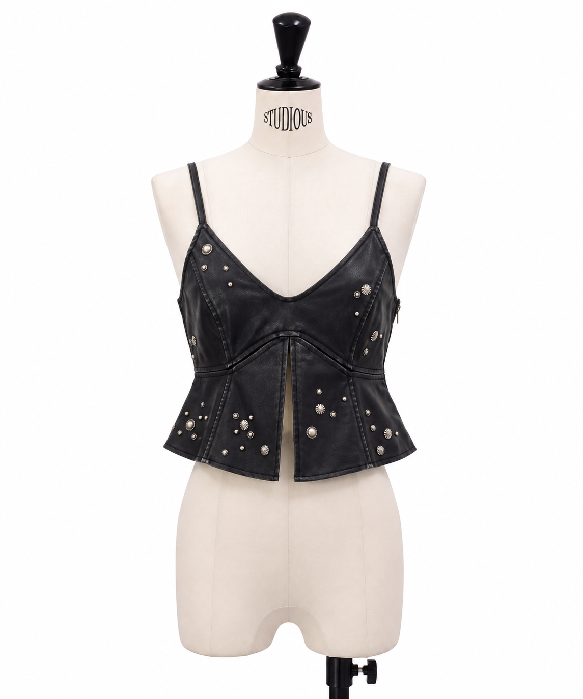 STUDS PEPLUM SYNTHETIC LEATHER BUISTIER