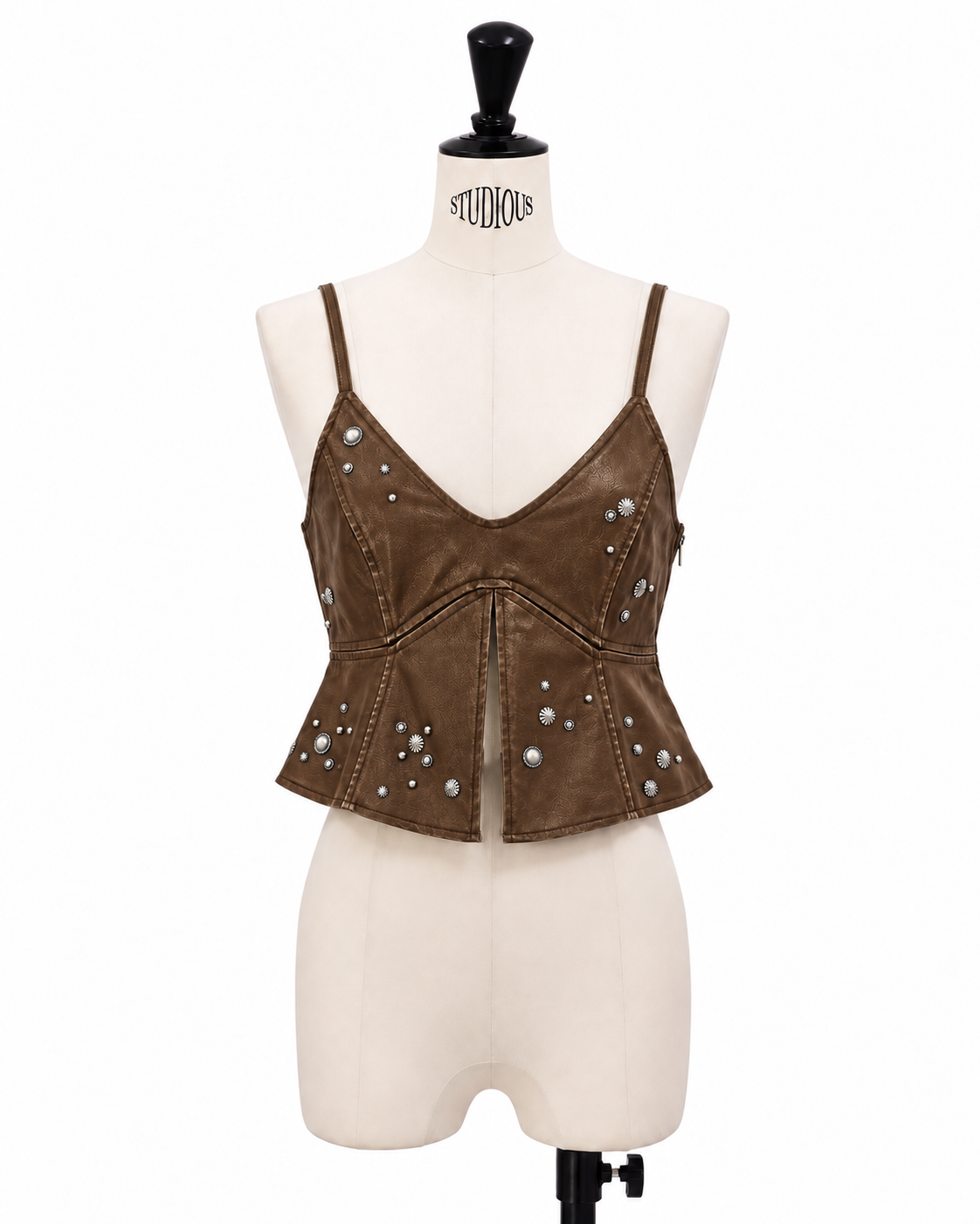 STUDS PEPLUM SYNTHETIC LEATHER BUISTIER