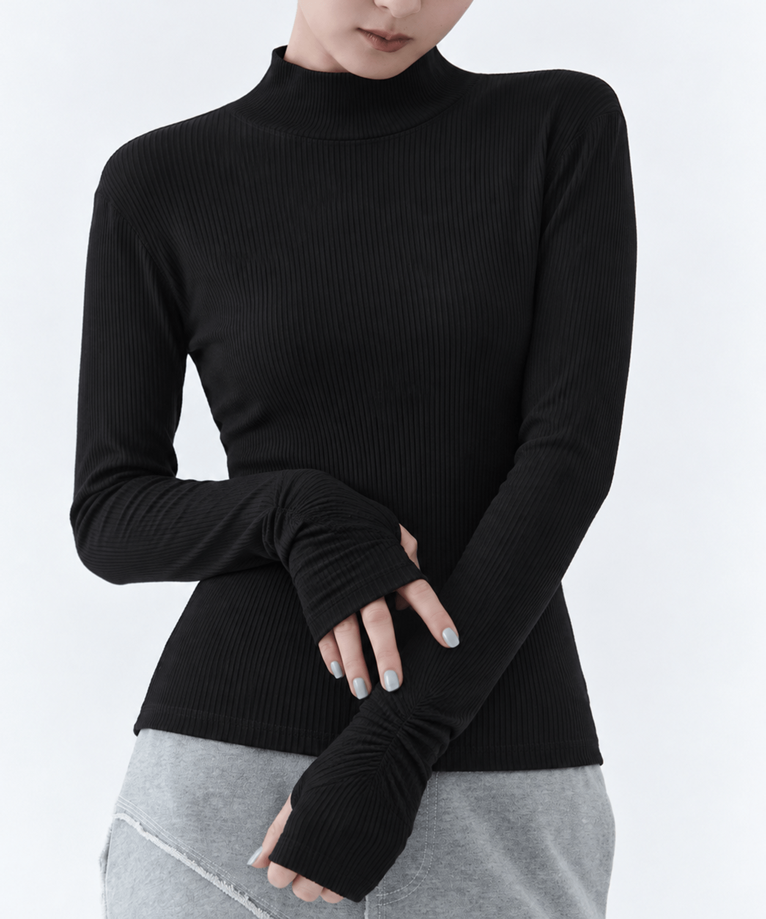 Wool Rib Highneck Top