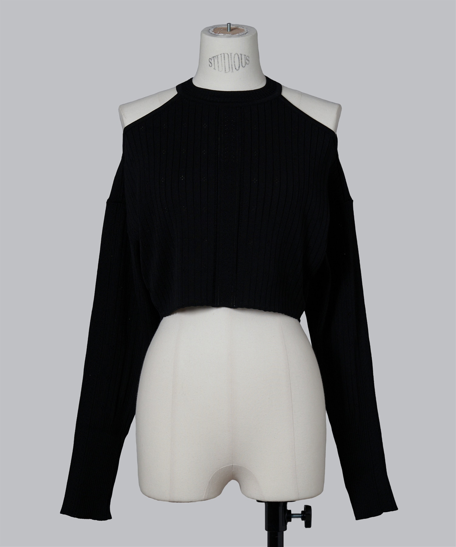 Ribbed Eyelet Knit Long Sleeve Top