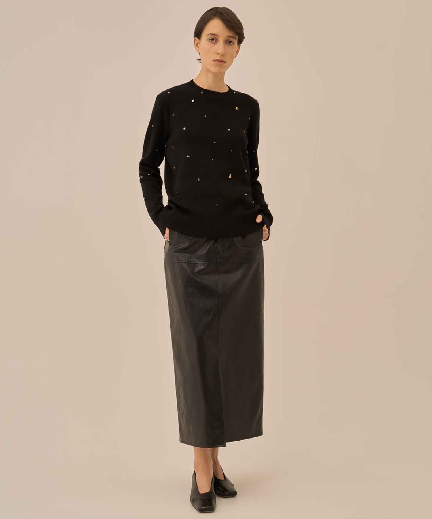 Aila glass beads& ores knit pullover