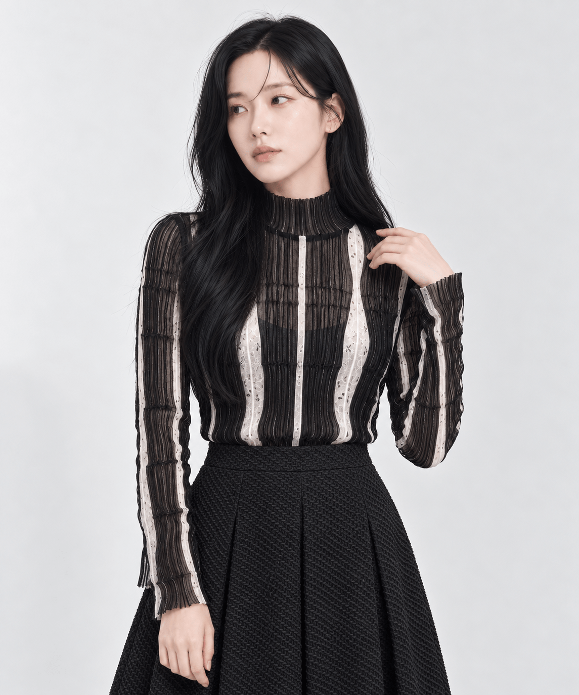 Fluid Jacquard Knit Top