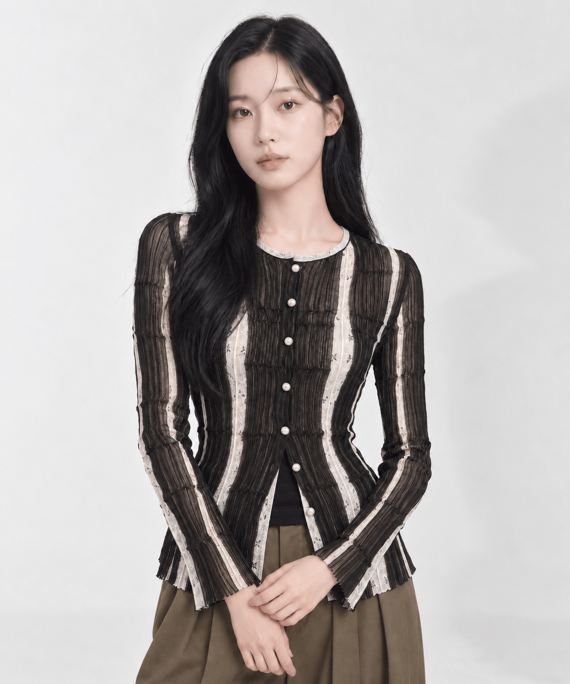 Fluid Jacquard Knit Cardigan