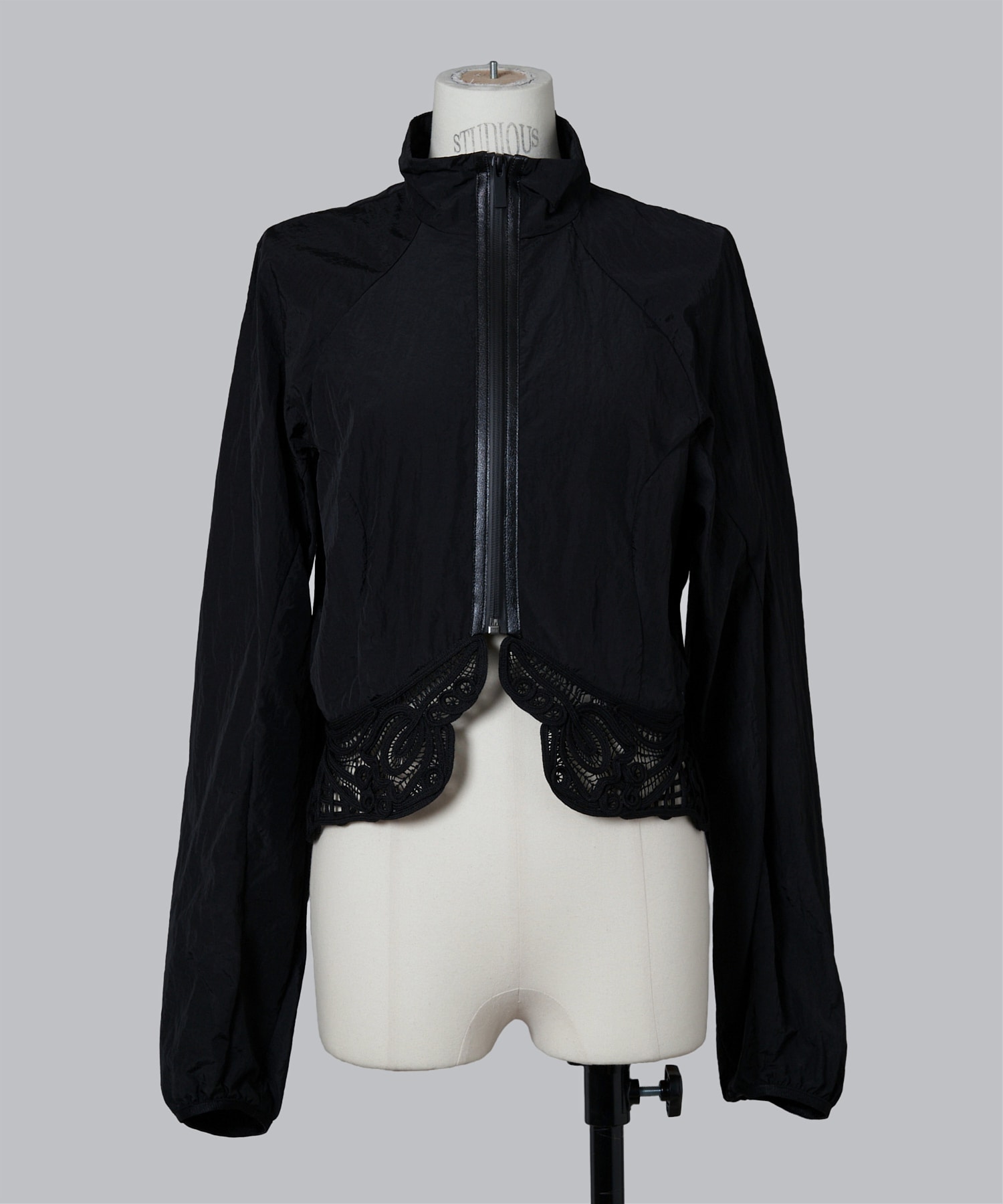 Nylon Short Jacket with Cording Embroidery Detail