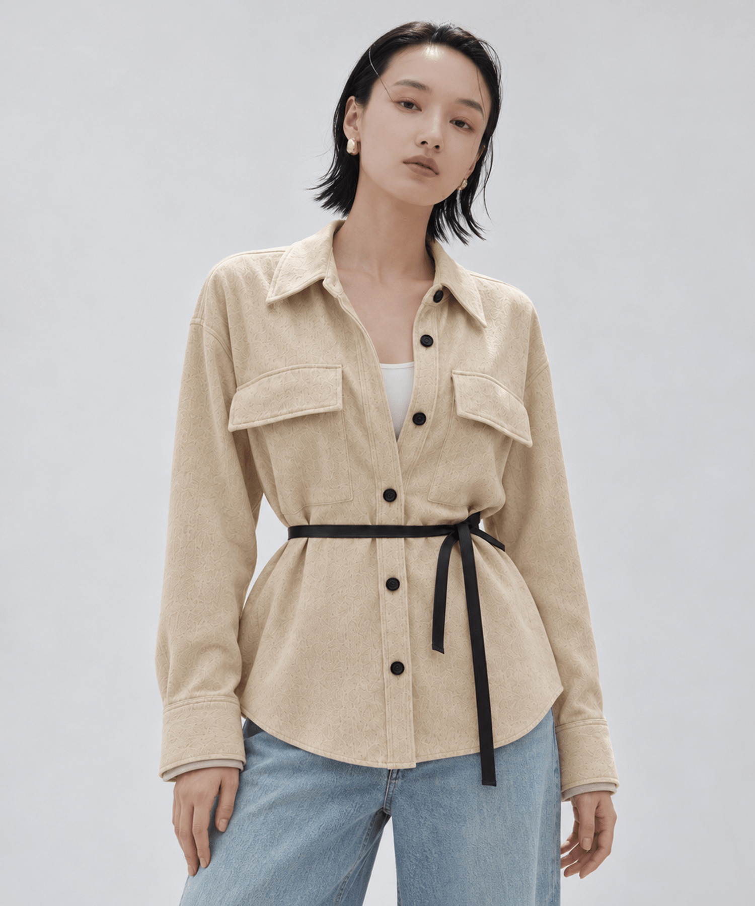 Wool Tweed Shirt Blouson