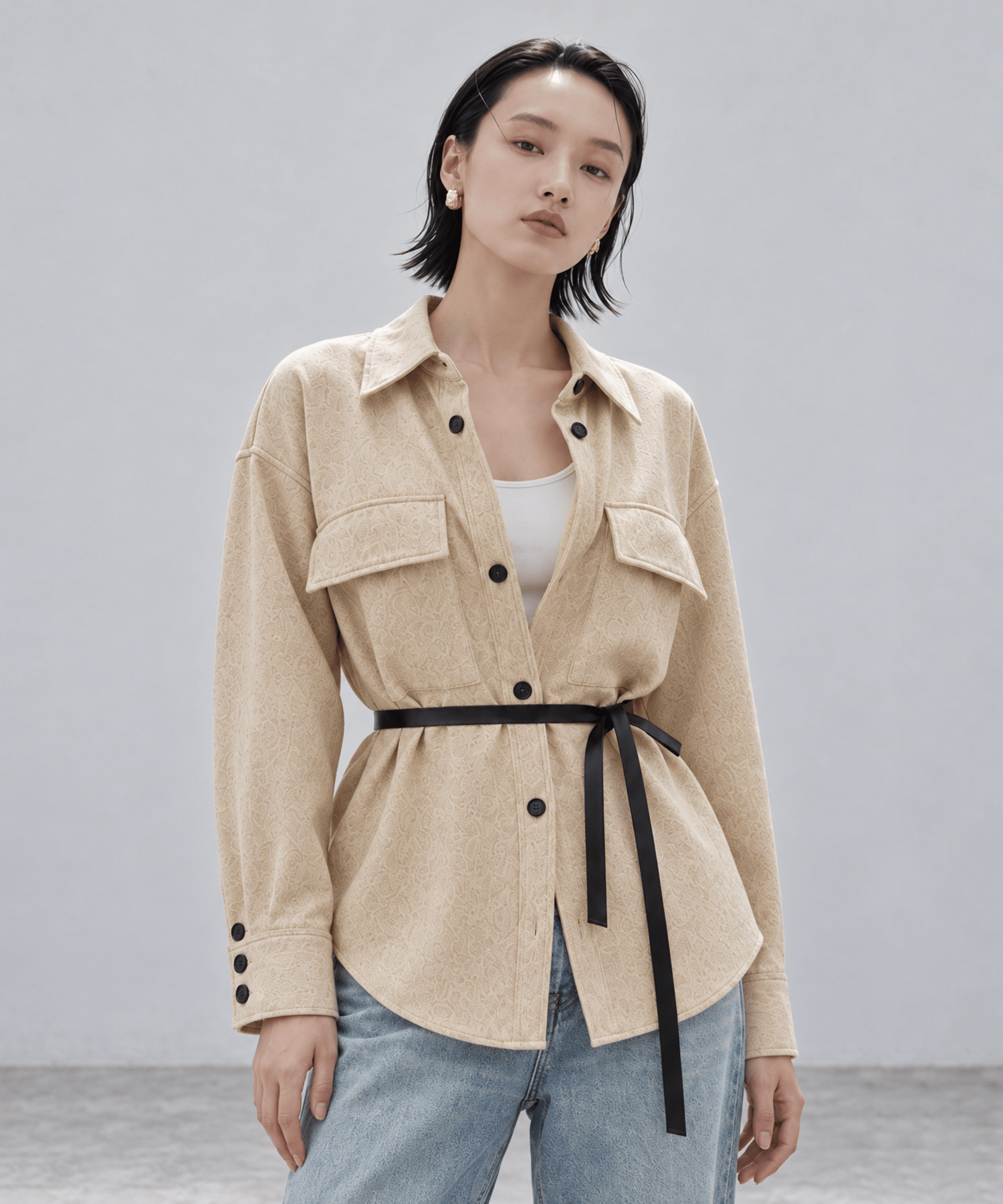 Wool Tweed Shirt Blouson