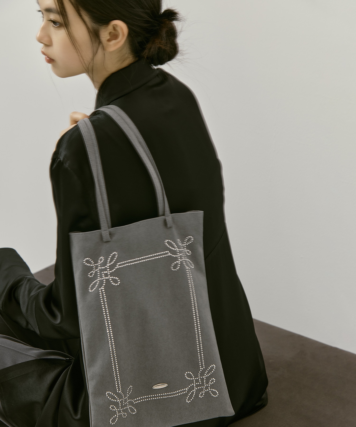 rhinestone frame tote bag
