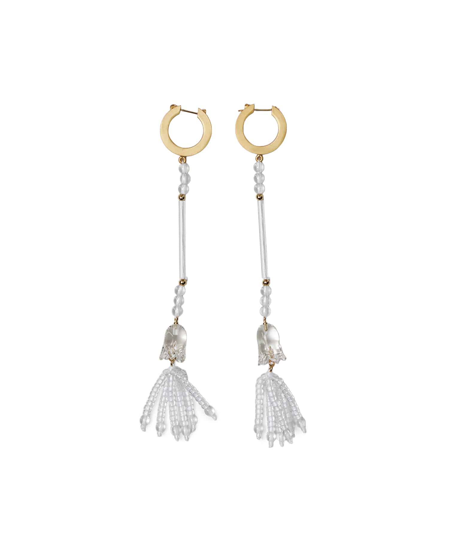 Floral Motif Long Glass Earrings