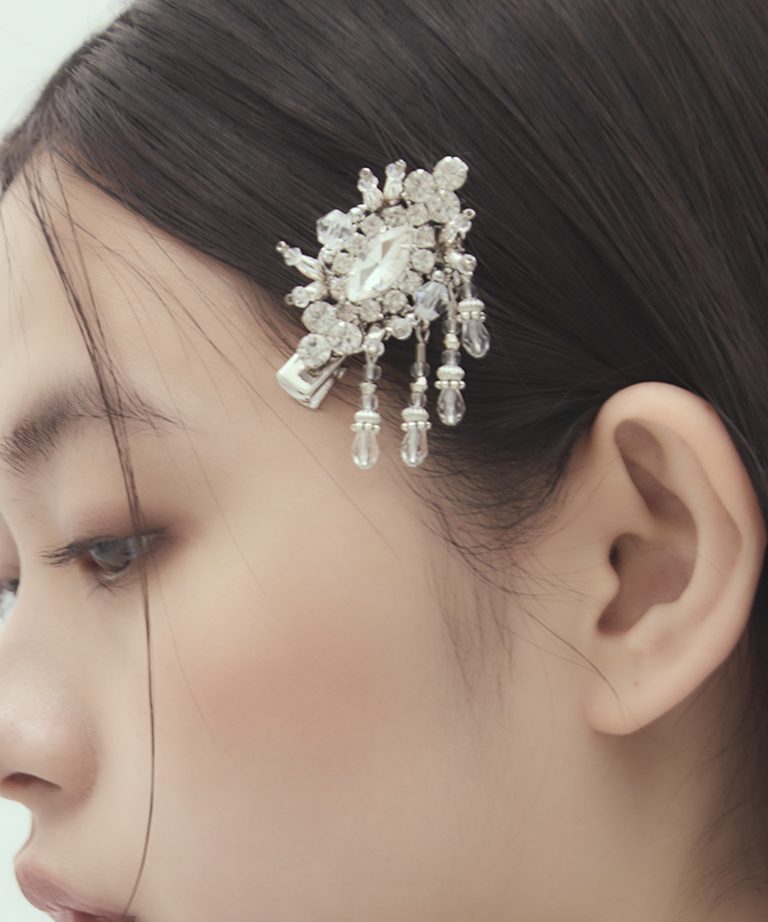 crystal hair clip left