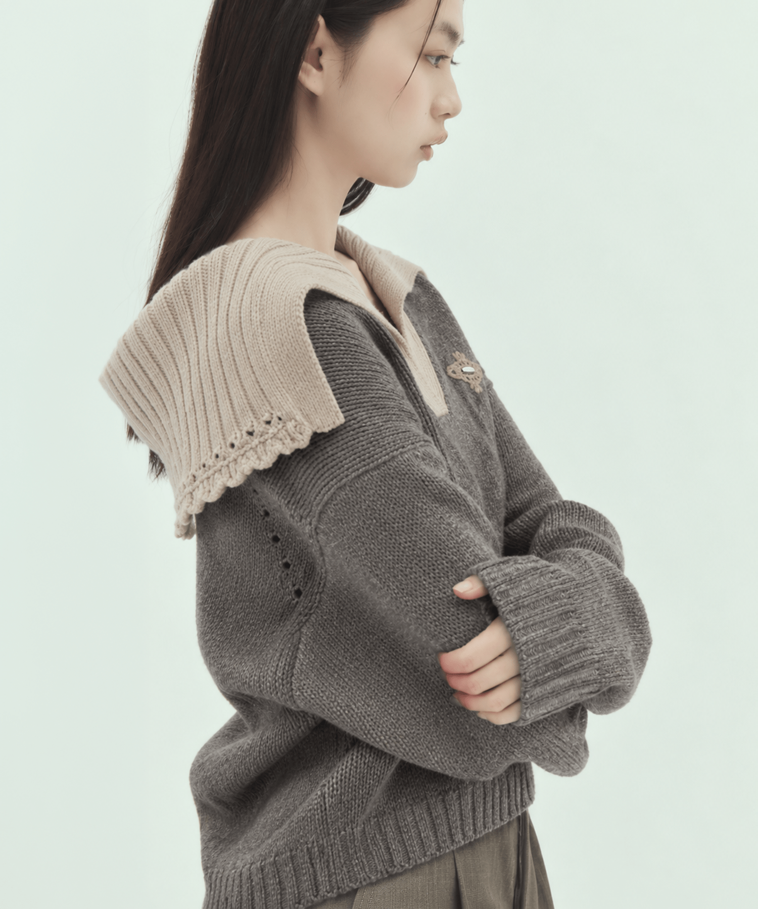 big collar knit pullover