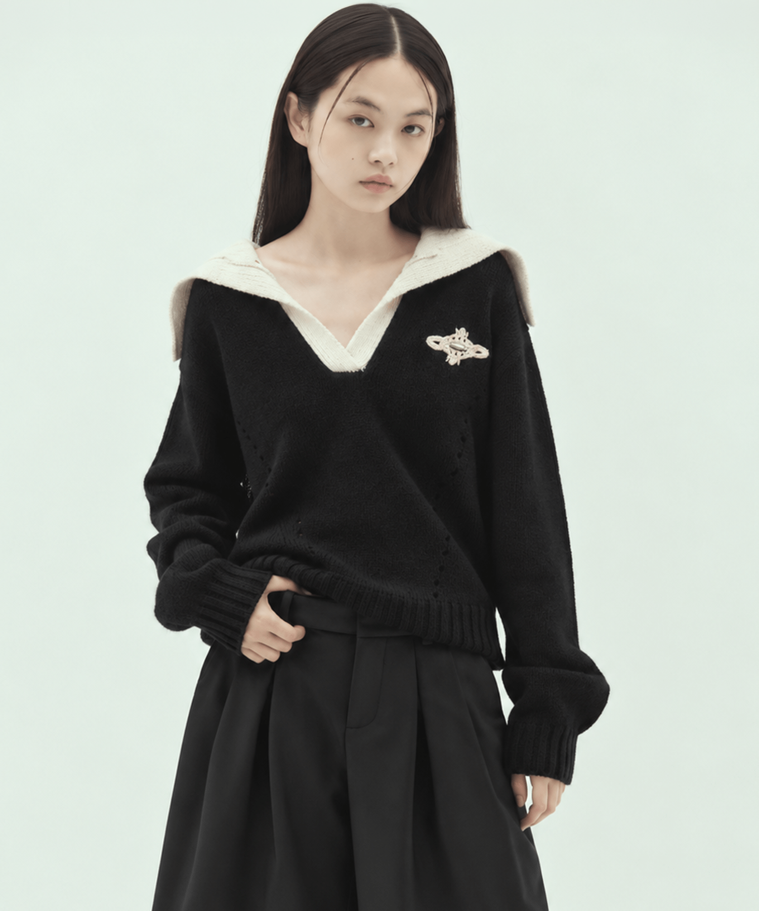 big collar knit pullover