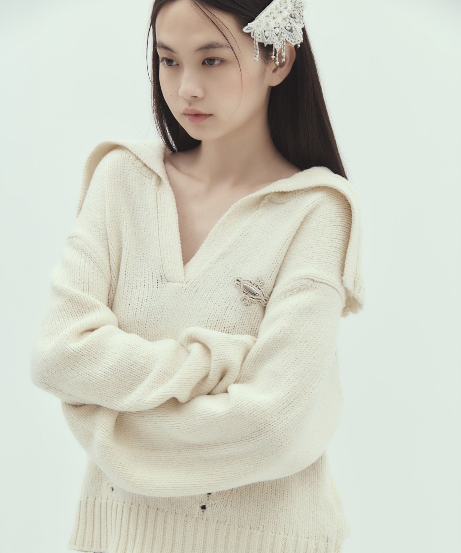 別注 big collar knit pullover