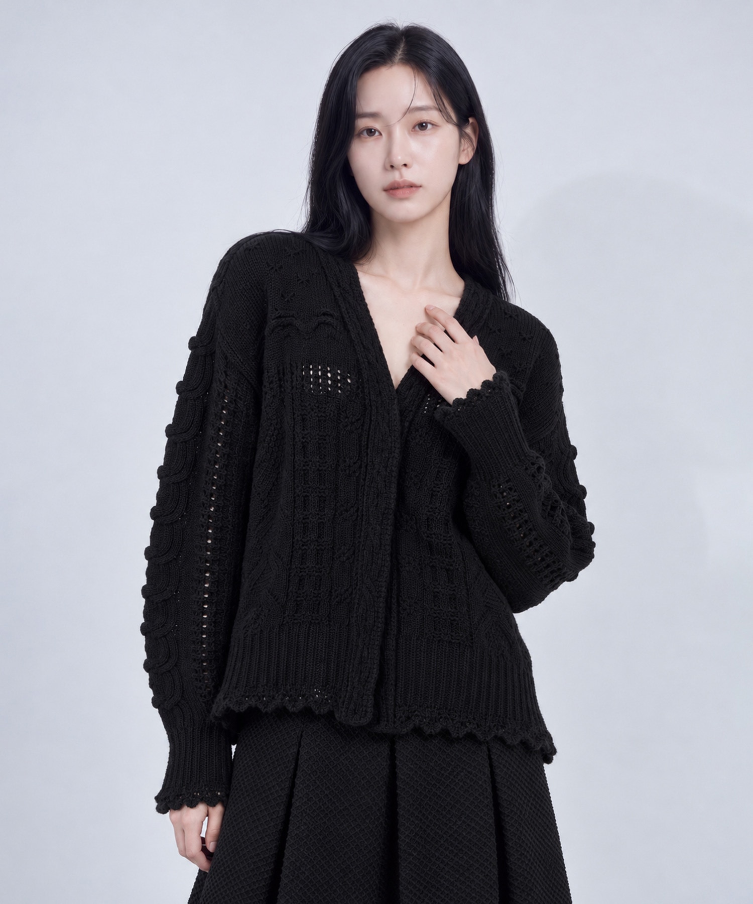Wool Cable Knit Cardigan