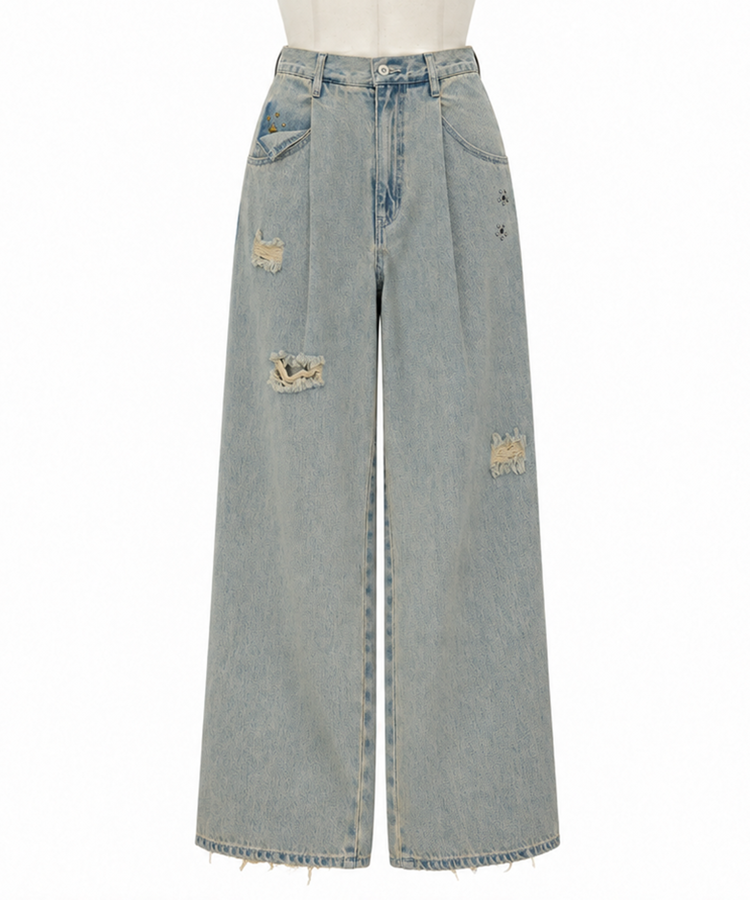 TATTOO STUDS DENIM PANTS