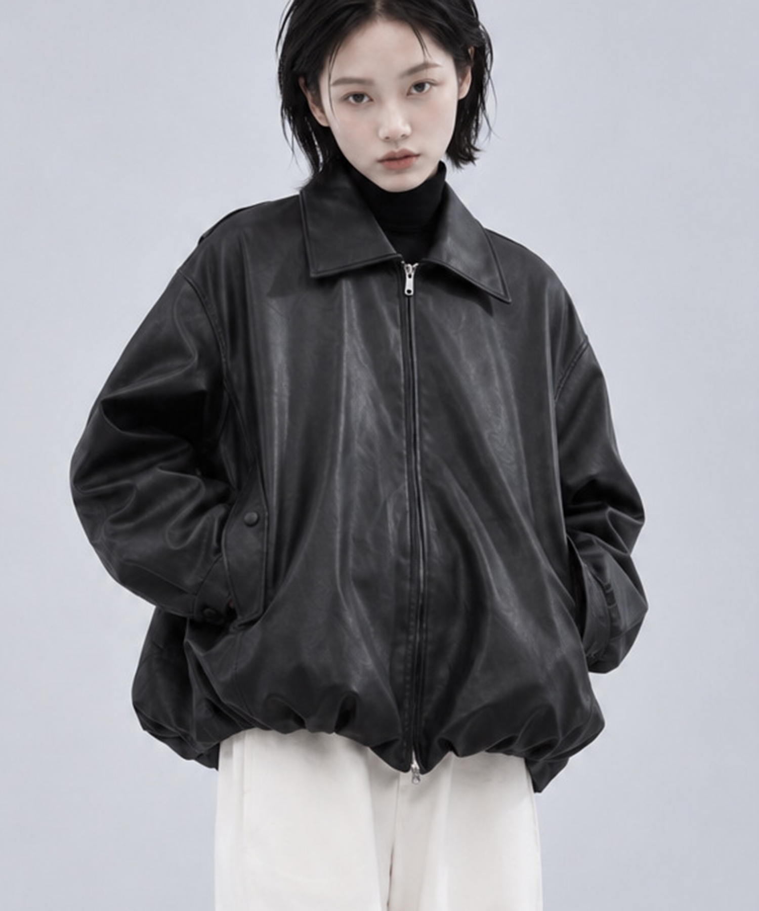 別注 FAKE LEATHER BALLOON JACKET