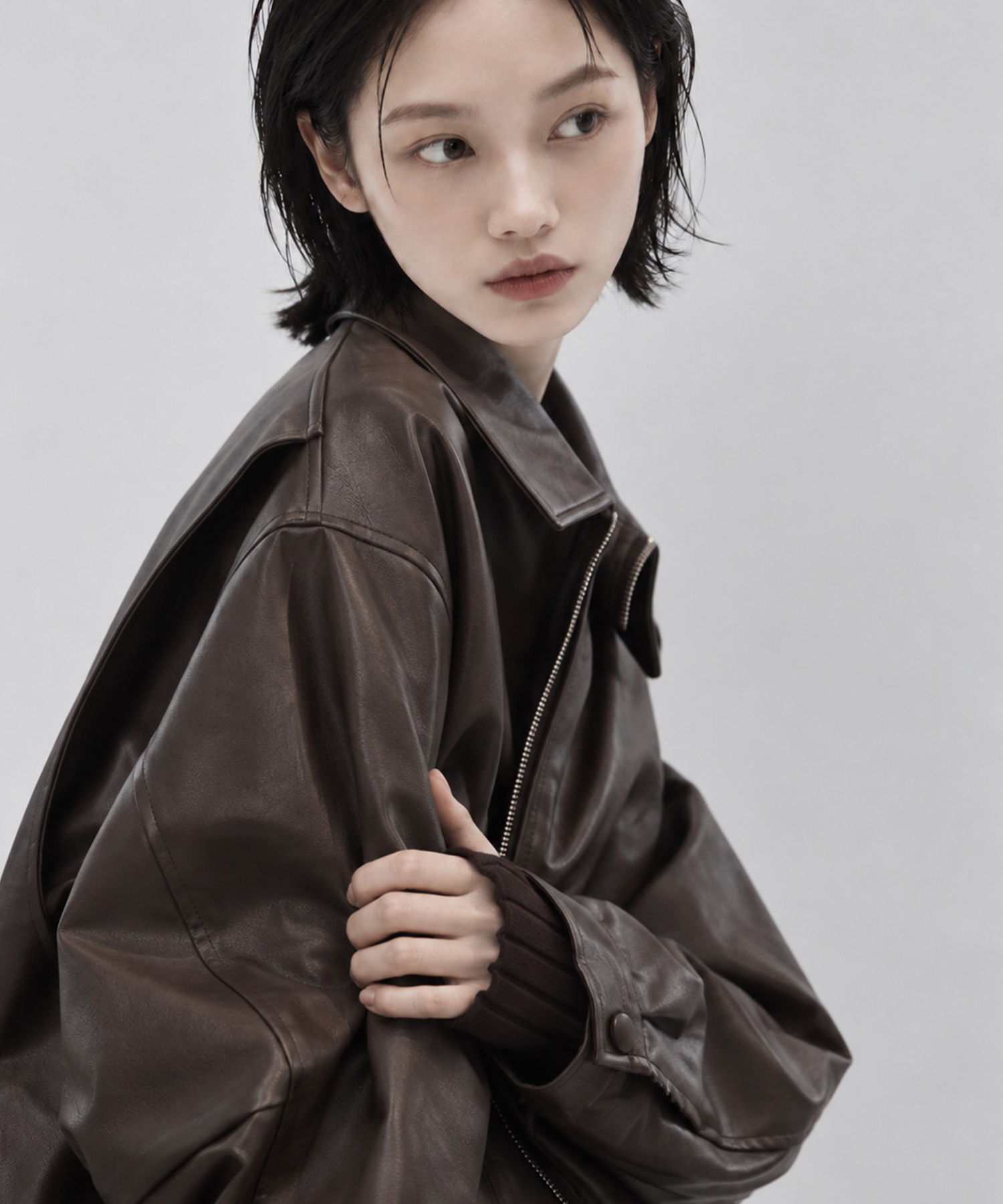別注 FAKE LEATHER BALLOON JACKET