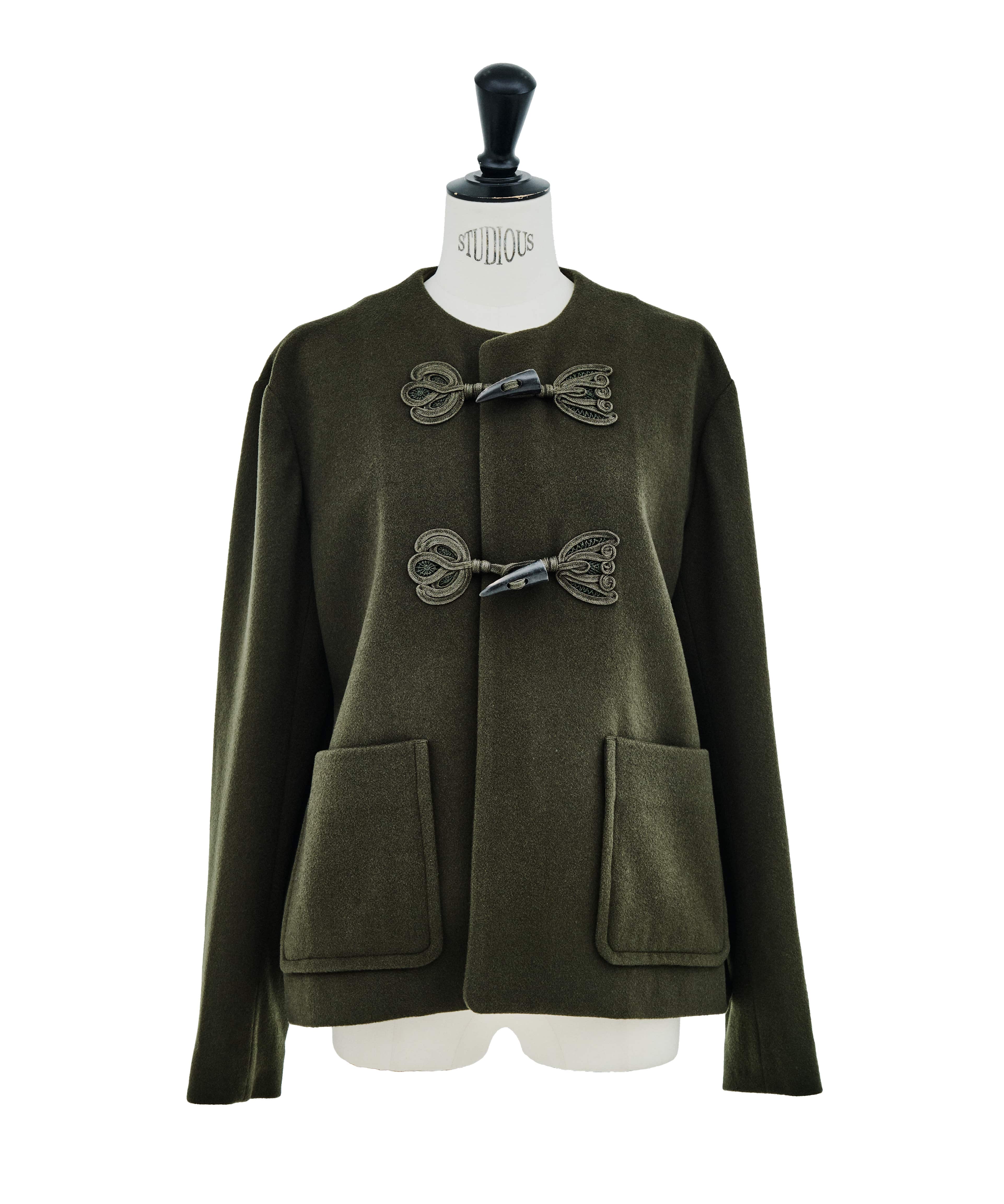 Cording Embroidery Short Duffle Coat