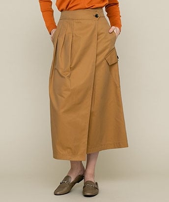 【40%OFF】COTTON FRONT TUCKED WRAP SKIRT