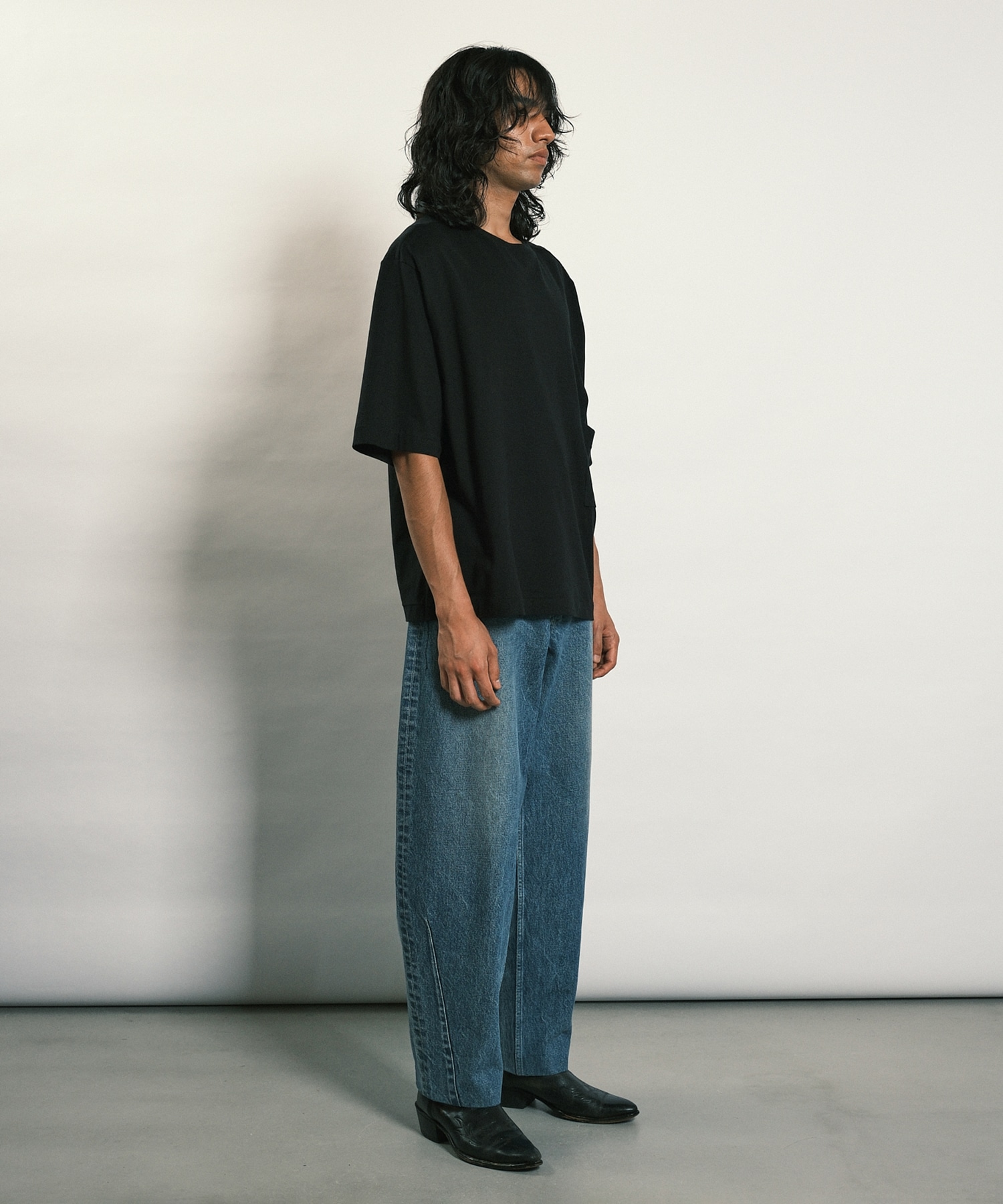 TAPERED JEAN TROUSERS MID BLUE