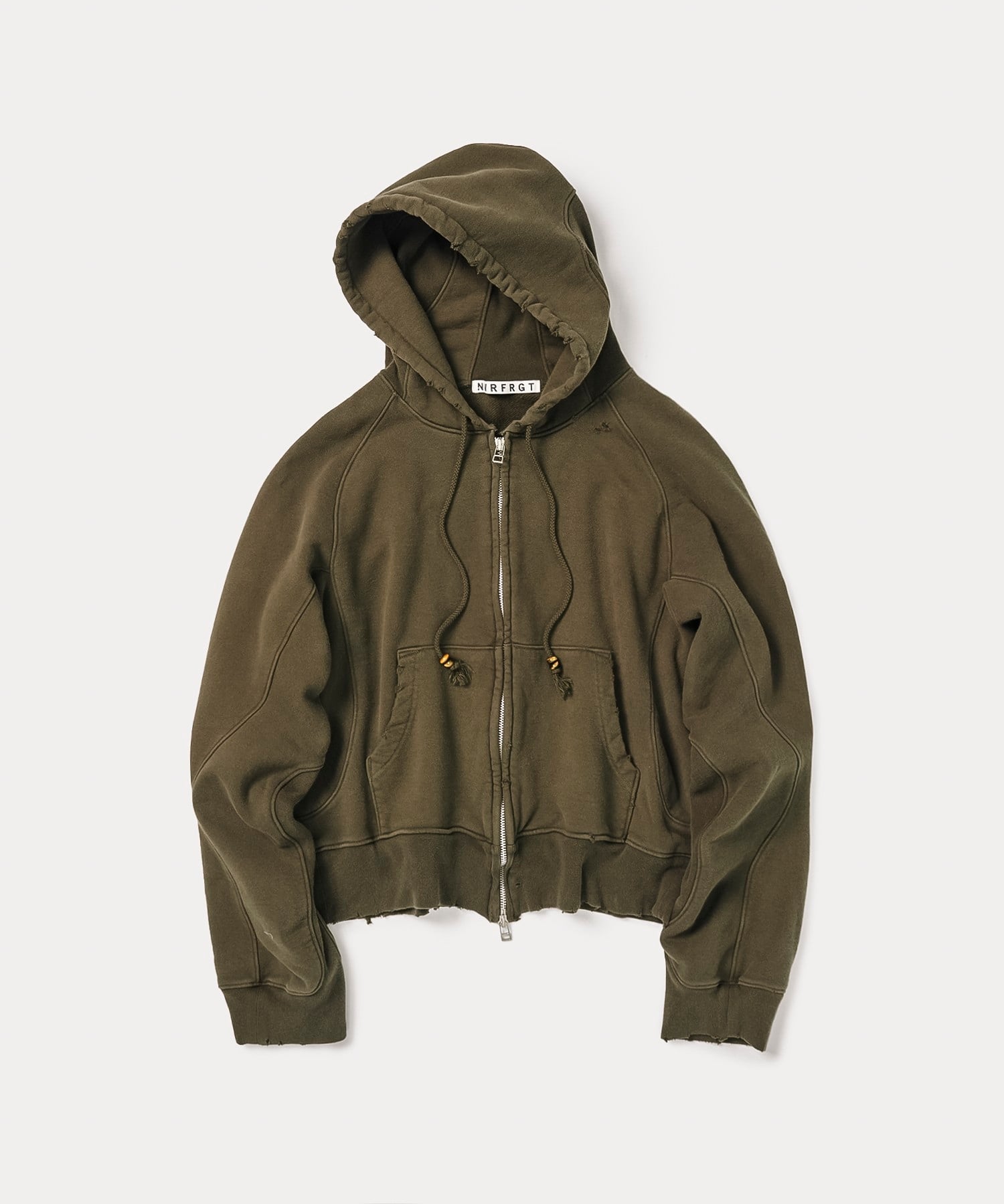 別注 DAMAGED PANELLED ZIP UP HOODIE