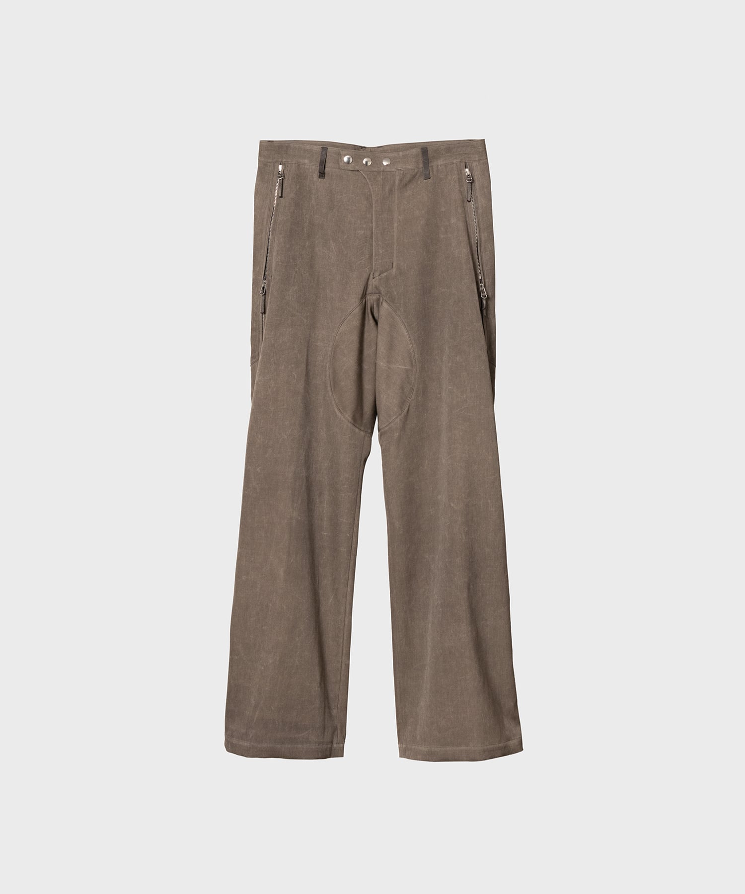 NATURAL DYED WOOLGABARDINE ZIP TROUSERS