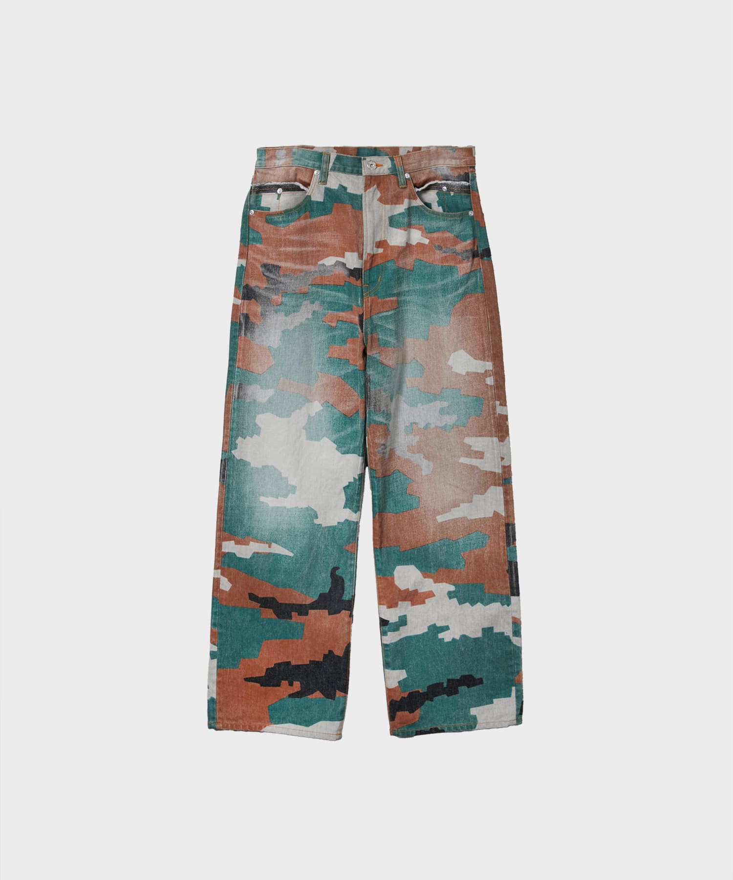 CAMO AGED DENIM PANTS