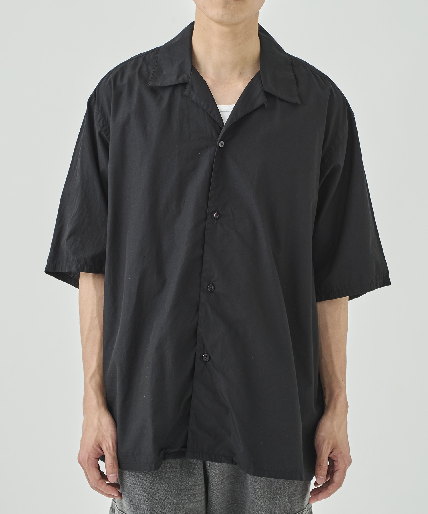 Chambray Open-collar Shirt