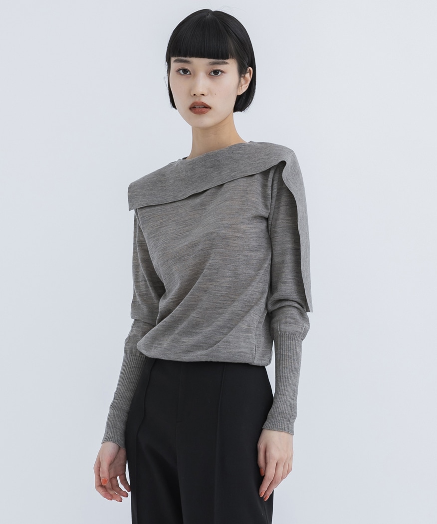 Emma wrap collar knit pullover BE